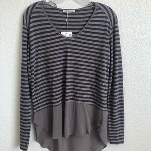 Zara Brand Striped V-Neck Top